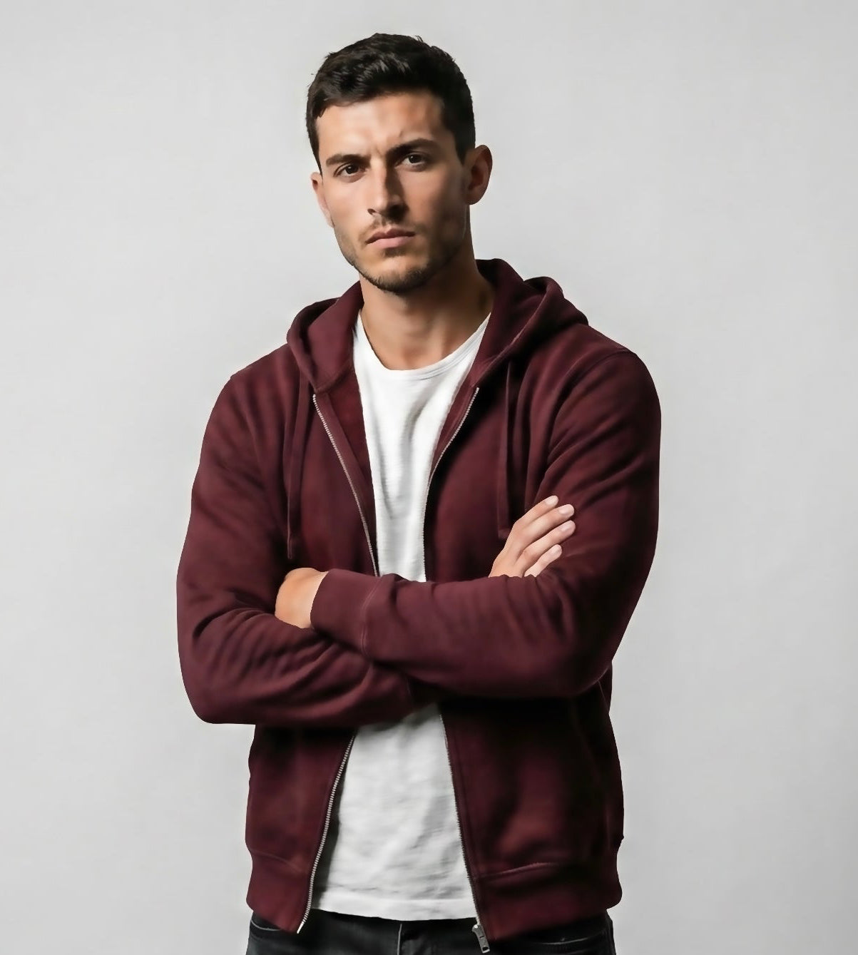 Zipper Hoodie - Burgundy